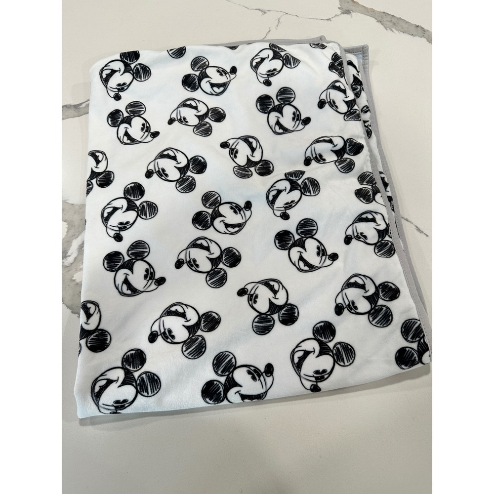 Lambs & Ivy Disney Baby Mickey Mouse Blue White Sketch Plush Nursery Blanket